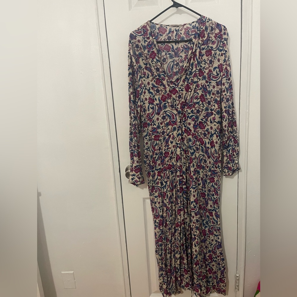 Mango maxi print dress with cross front.